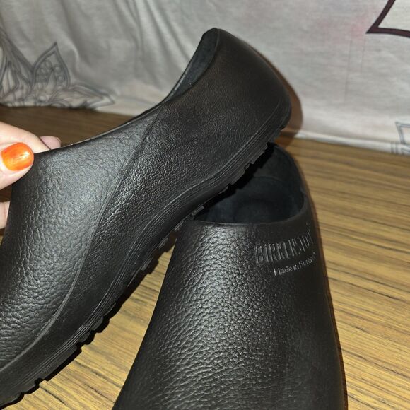 BIRKENSTOCK Sz 13 Professional Polyeurethane Black Slip On Work Logo Clogs Shoes - Picture 5 of 10